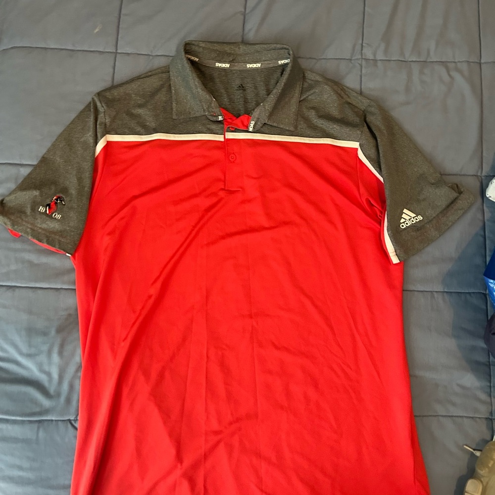 Adidas Men's Polo Shirt in Red and Gray